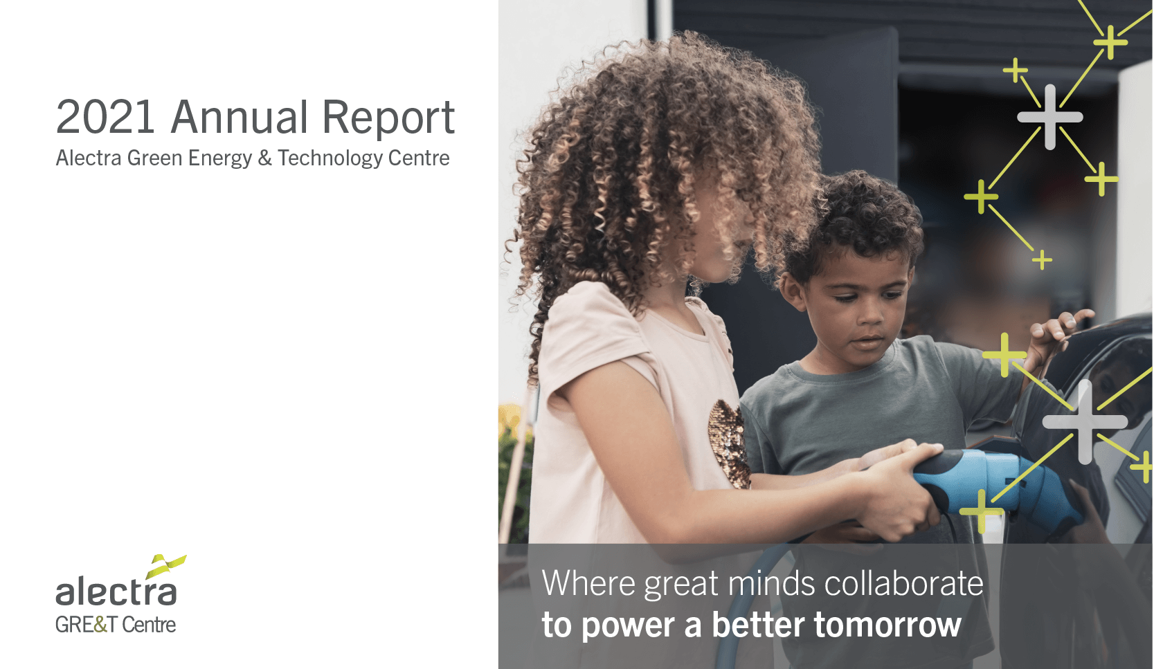 Girl and Boy charging an EV - GRE&T Centre Annual Report 2021