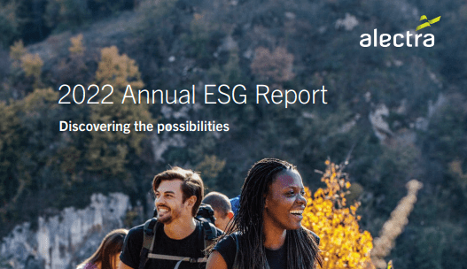 2022 ESG report cover image with group of hikers