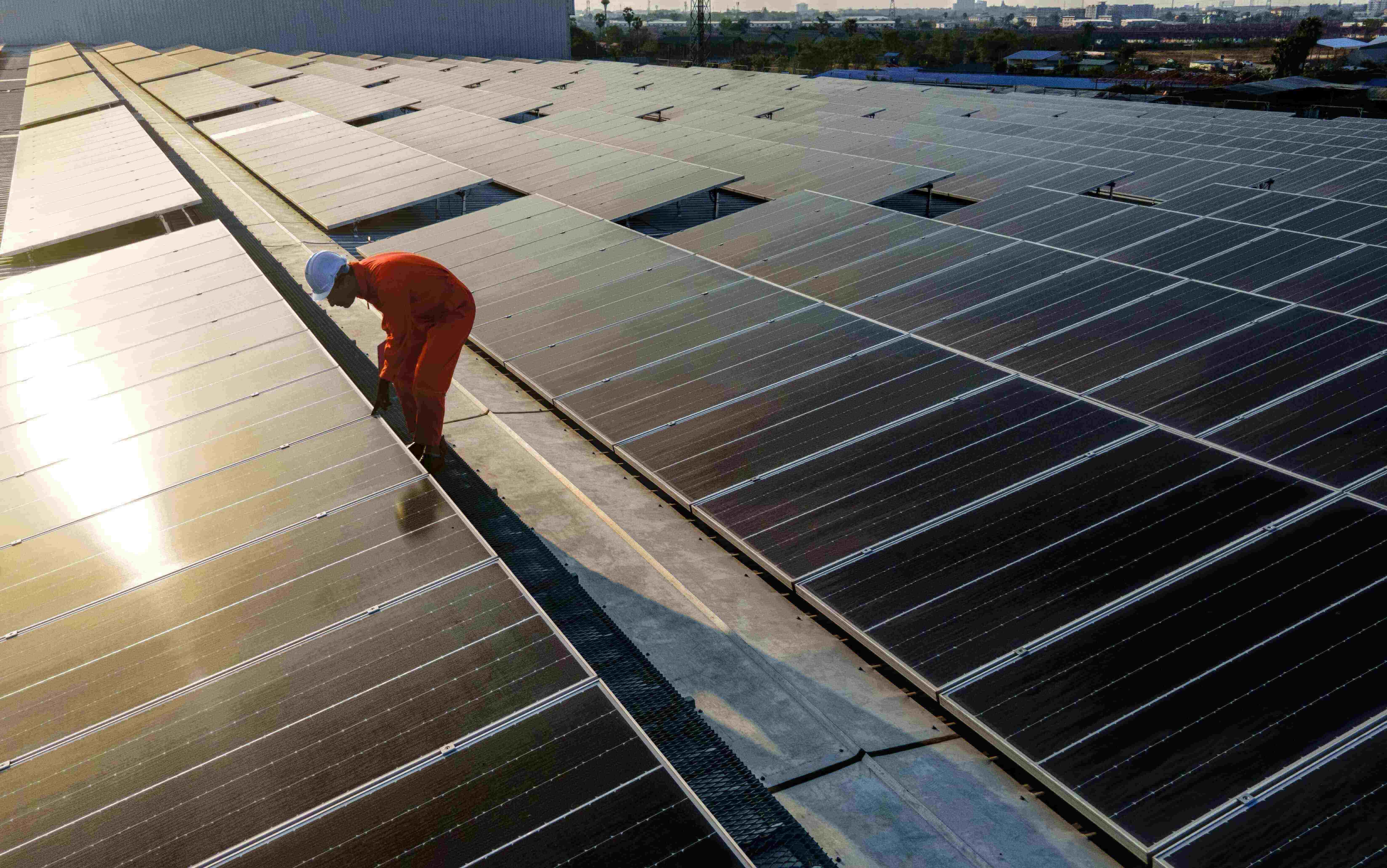 Man with solar panels