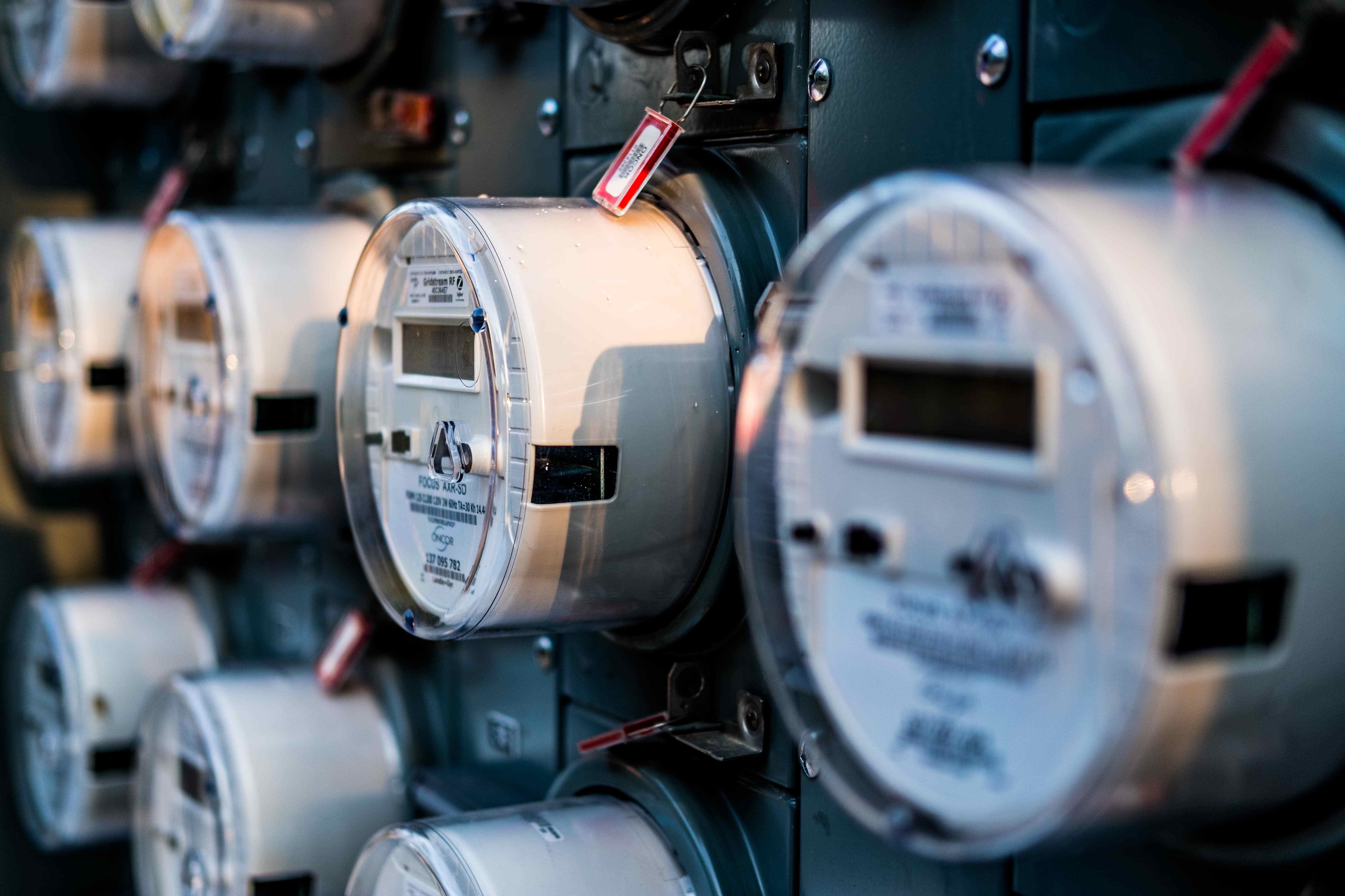 Electric meters close up