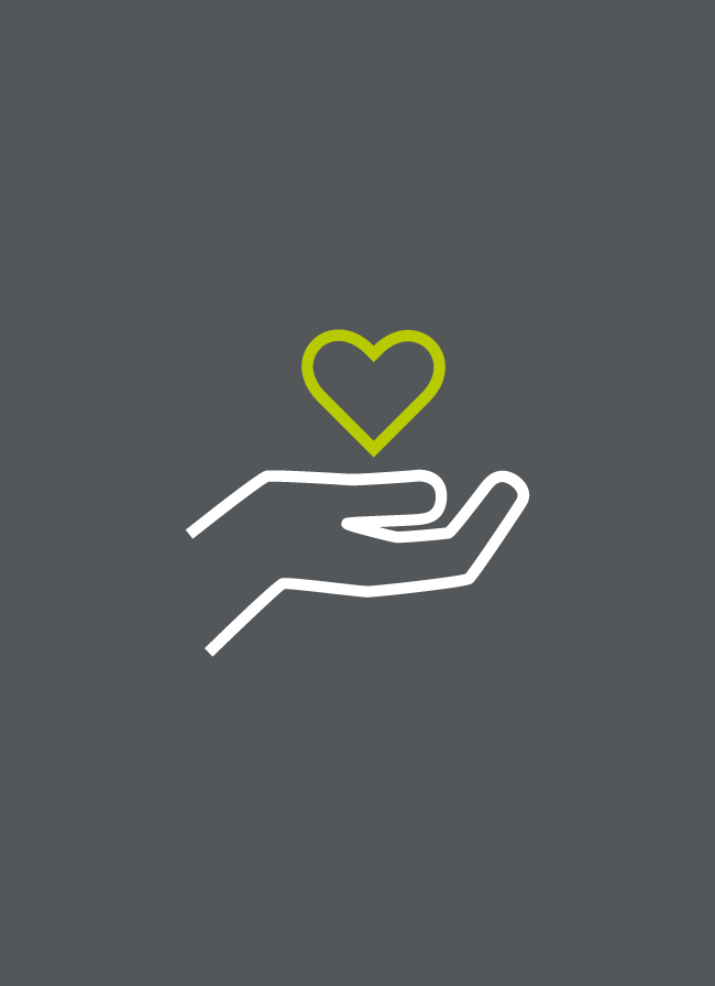 Alectra CARES icon - Heart floating above hand